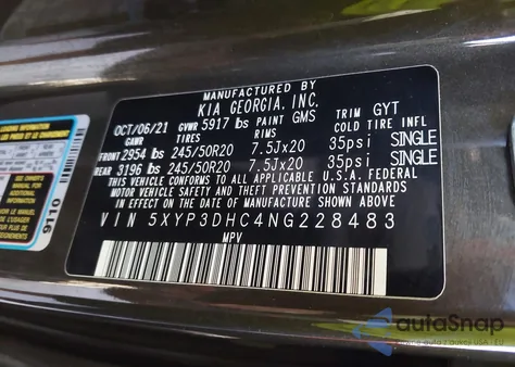 2022 Kia Telluride Ex z USA, uszkodzony, nr VIN 5XYP3DHC4NG228483